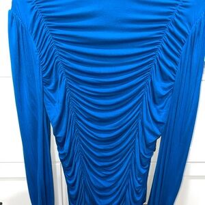 Vibrant Blue Ruched Long Sleeve Top